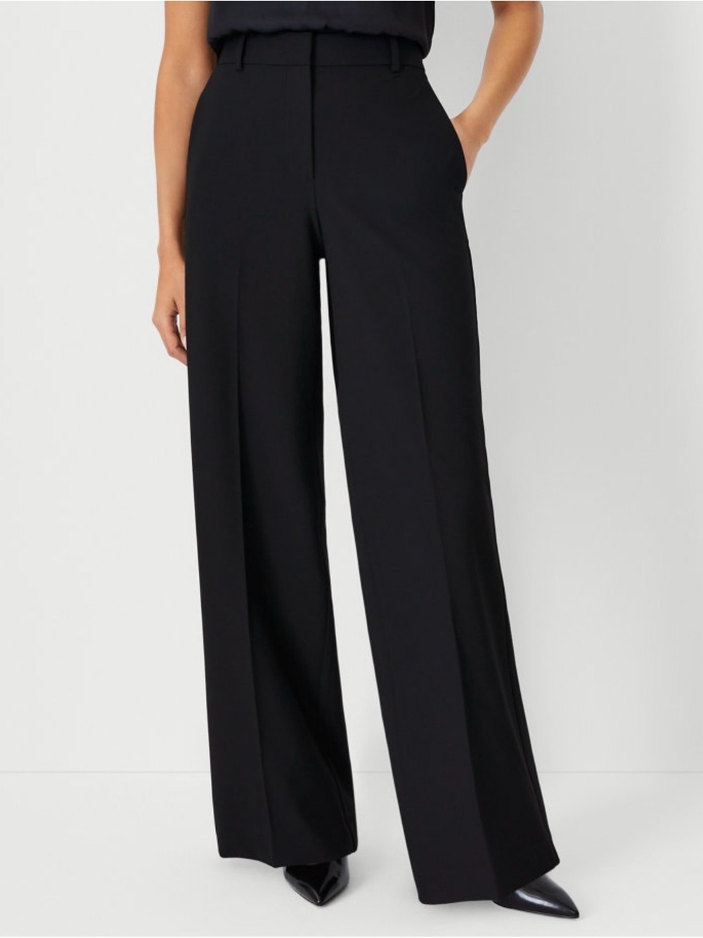 Ann Taylor Black Wide-Leg Dress Pants